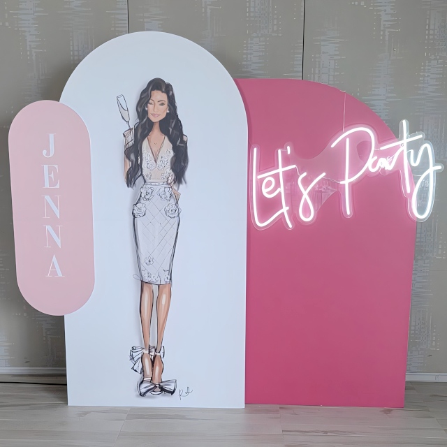 Blue @kaninesocial branded Custom Neon® photo wall sign at Christmas