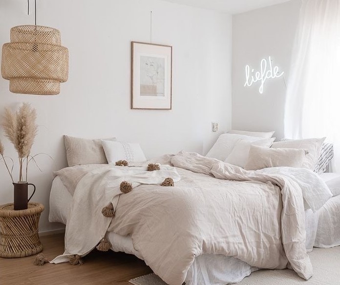 White Custom Neon® sign in a bedroom @designs_by_zsofi