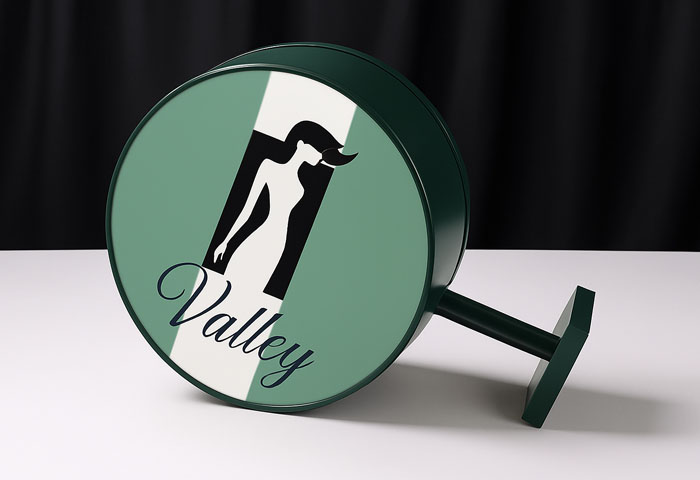 Double sided round sign being finished