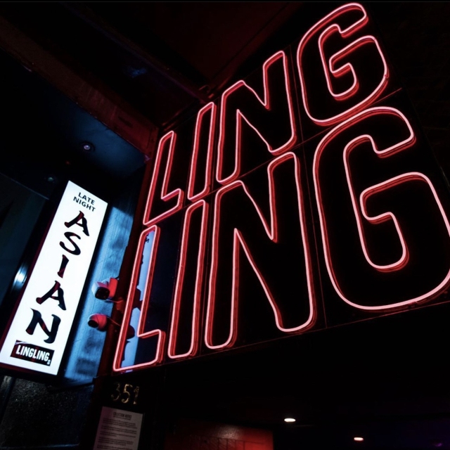 Outdoor red Custom Neon® restaurant name sign @linglingsbne