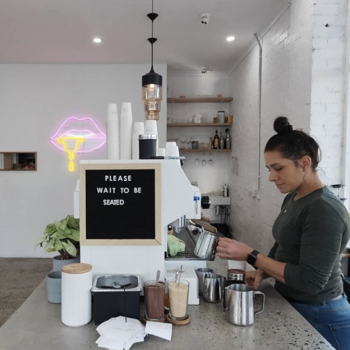 Multicolour restaurant wall art selfie sign by Custom Neon® @sonsofmischief