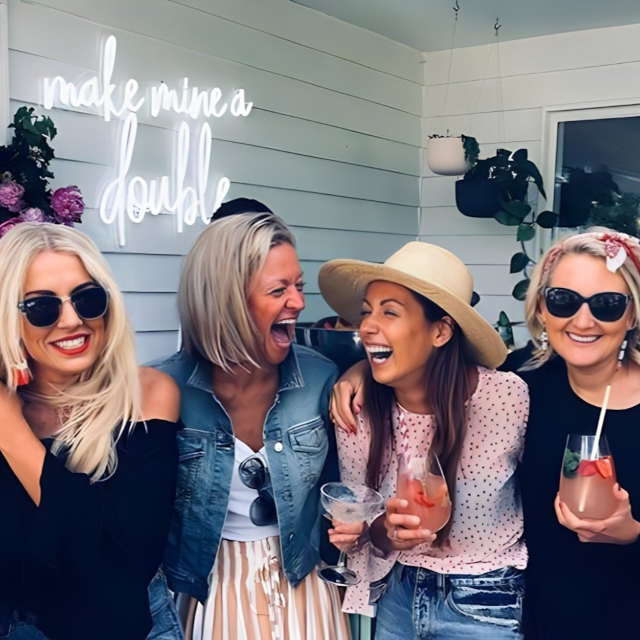 Make Mine a Double white Custom Neon® patio bar sign @sipsipby63