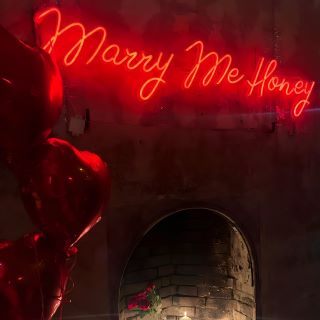 Custom Neon® red Marry Me Honey sign @annamcevoy21