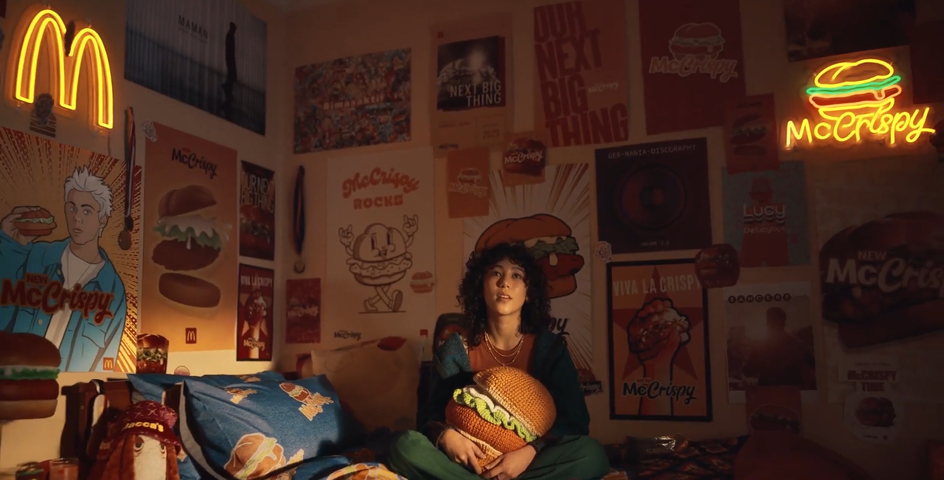 McDonald's golden arches and McCrispy burger LED neon signs by Custom Neon&reg as seen in the McCrispy burger commercial @mcdonaldsau