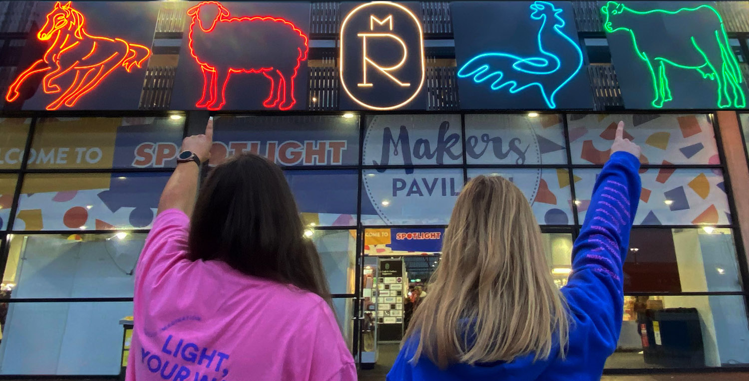 Custom Neon&reg; 3.5m x 3.5m line art animal signs @melbourneroyalshow