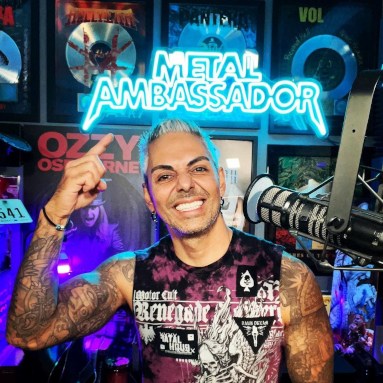 Custom Neon® blue podcast logo sign @josemangin