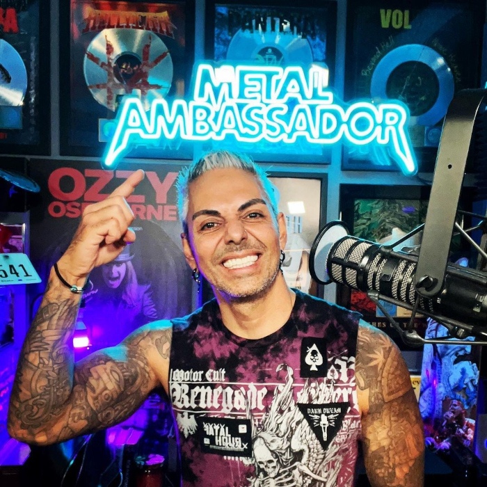 Custom Neon® blue podcast logo sign @josemangin