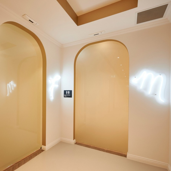 Custom Neon® Directional bathroom sign @inoneprojects