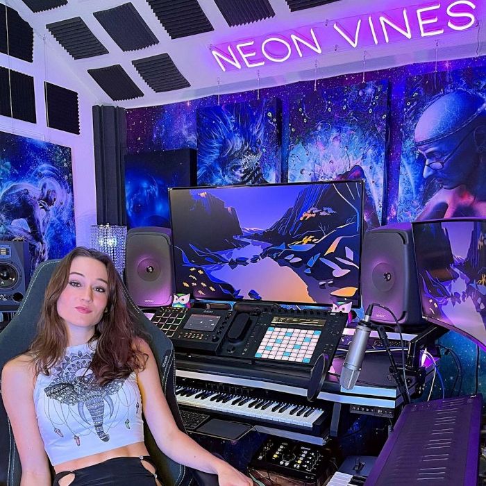 Custom Neon® purple artist recording studio sign @neon_vines