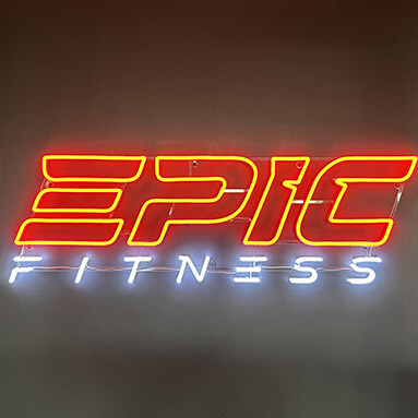 Custom Neon™ red and white LED neon fitness studio sign