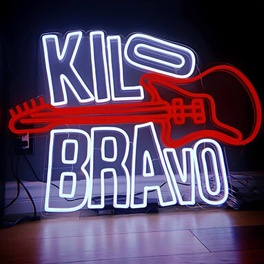 Custom Neon™ red and white band logo sign