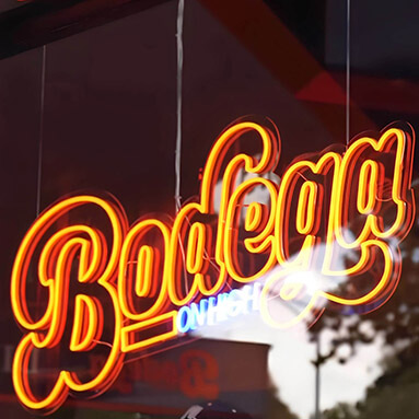 Custom Neon™ orange vintage style LED neon cafe window sign