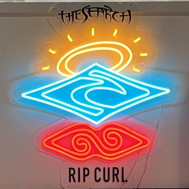 Rip Curl The Search Custom Neon® sign in Rip Curl's SurfExpo display booth