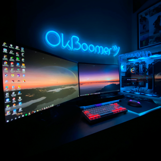 Electric blue OK Boomer gaming sign by Custom Neon®