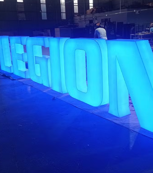 Yellow front lit window sign