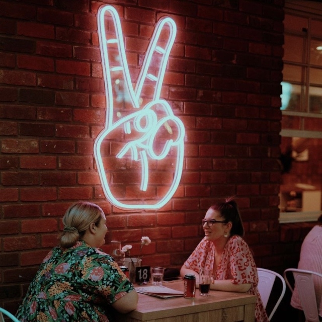Restaurant Custom Neon® peace sign @downthelane