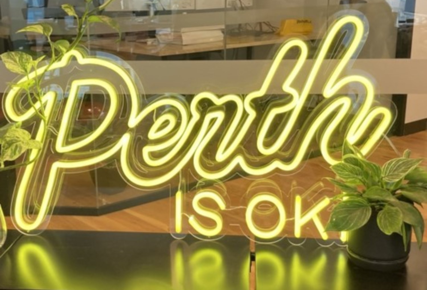 Custom Neon® lemon yellow logo sign @perthisok