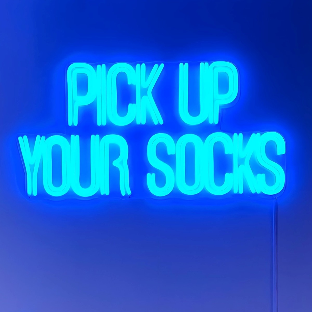 Pick up your socks electric blue Custom Neon® kids room sign @atcharlotteshouse