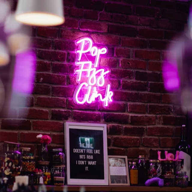 Pink restaurant bar sign by Custom Neon® @downthelane