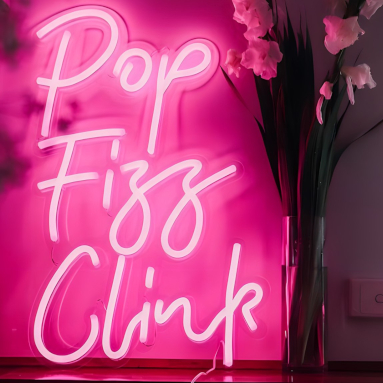 Pop Fizz Clink pink Custom Neon® bar sign @juanliz