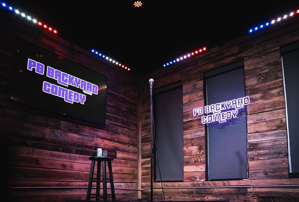 Purple Custom Neon® comedy club sign @backyardcomedy_nashville