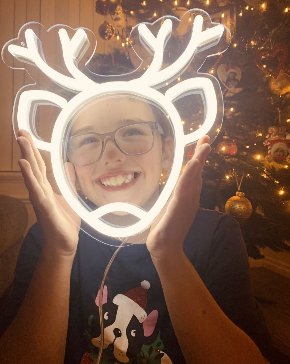 Custom Neon® LED reindeer face line art decoration