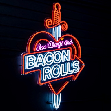 Bacon Rolls sign by Custom Neon® @blue.bear.coffeehouse
