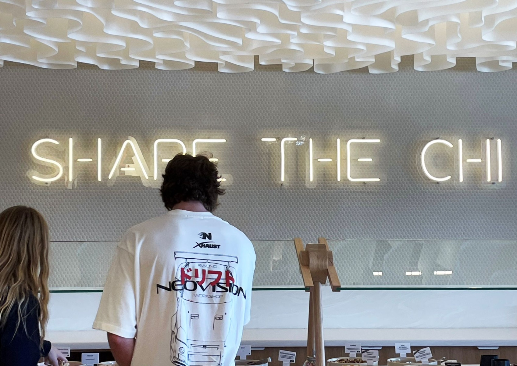 Large warm white Share the Chi tagline sign made by Custom Neon&reg; @iloveyochi Adelaide SA