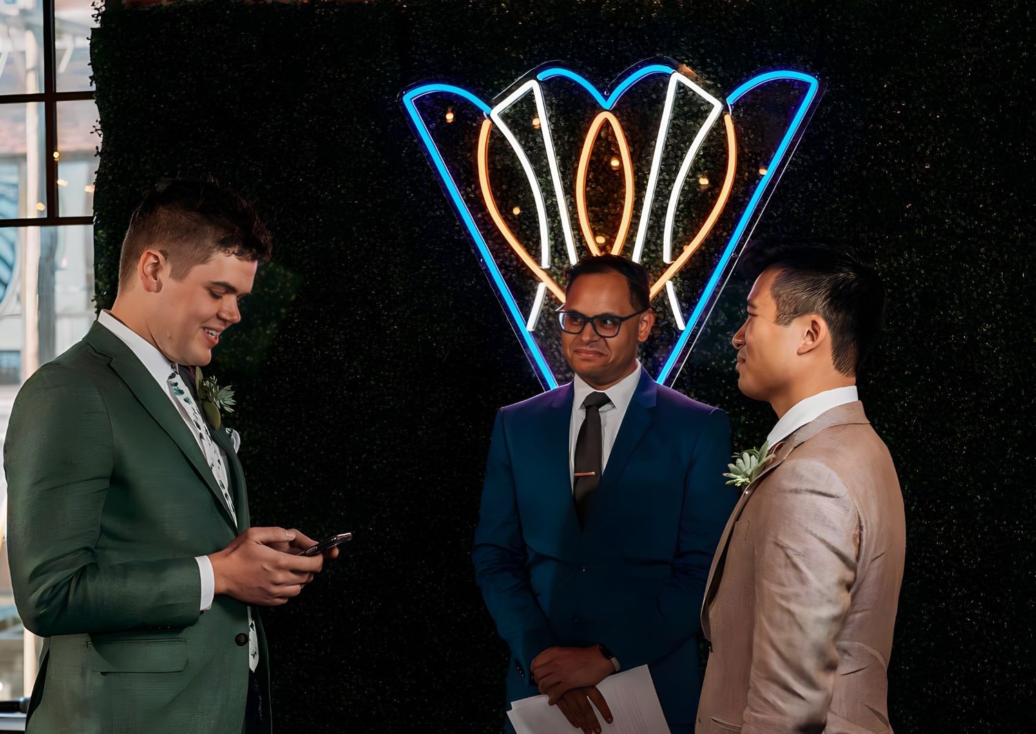 Custom Neon® colourful wedding monogram @signwisekc @roxanna.silva.photography @kellyctangent