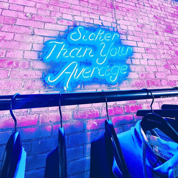 Sicker than your average blue Custom Neon® quote sign on a brick wall @feature photo@liiitastar