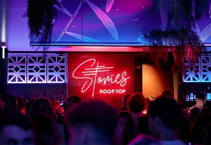 Backlit sign in a popular gym