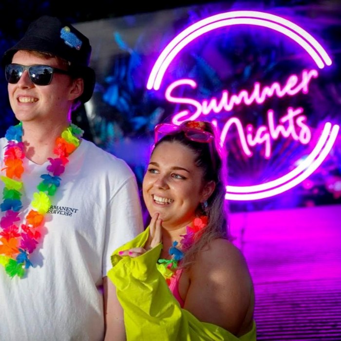 Summer Nights stage sign at Drayton Manor Theme Park made by Custom Neon® @draytonmanor