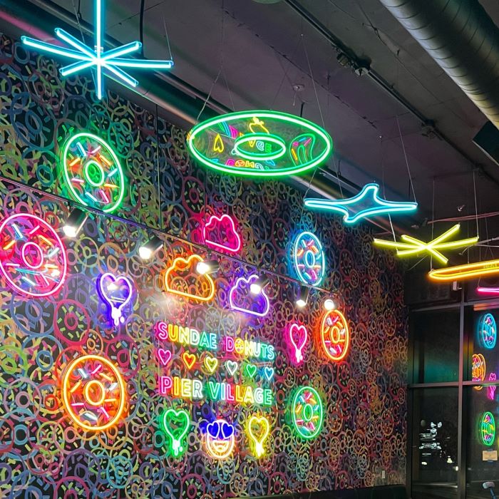 Custom Neon® colourful signs and artwork @sundaedonuts