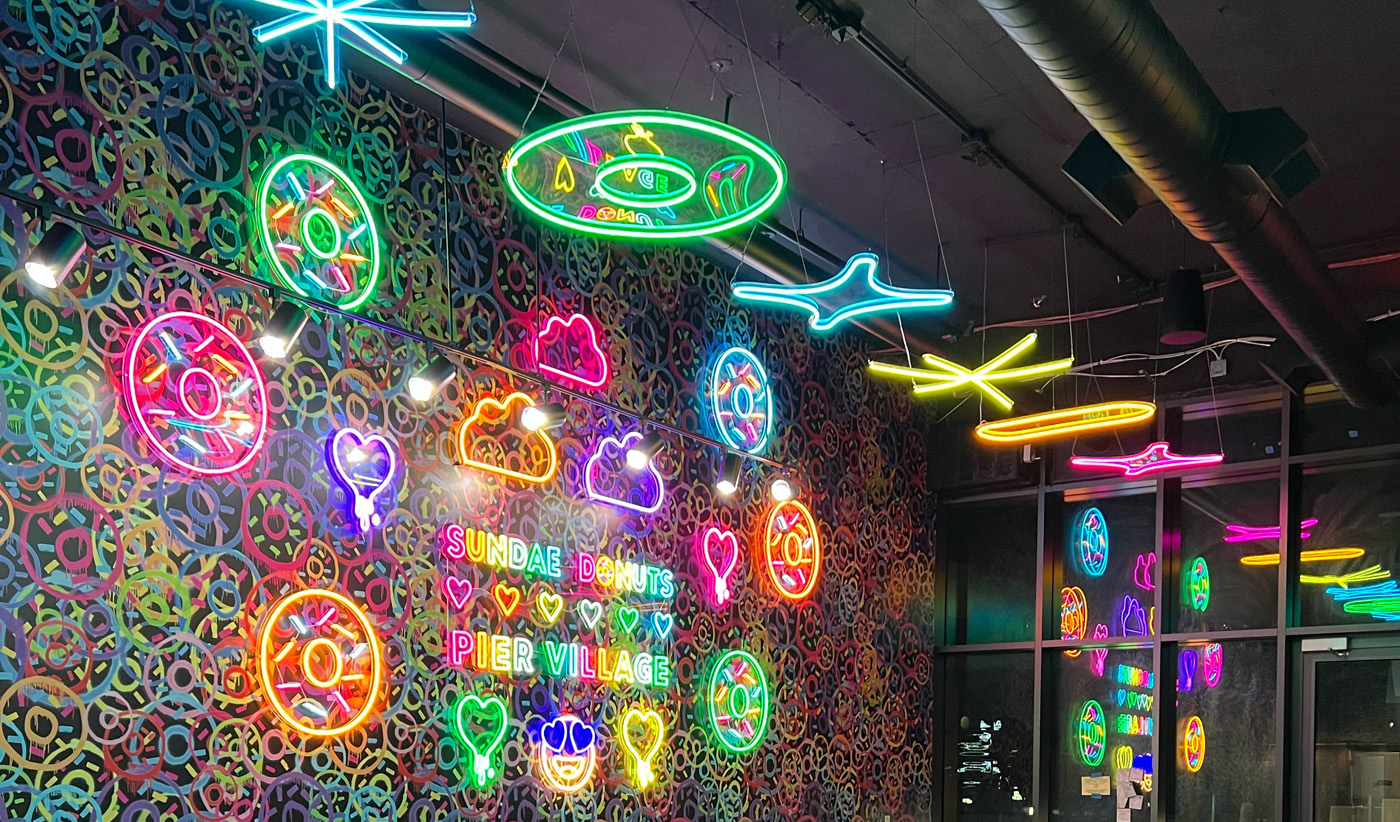 Custom Neon® colourful signs and artwork @sundaedonuts