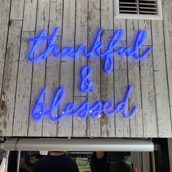 Blue Custom Neon® word sign @9gramscafe