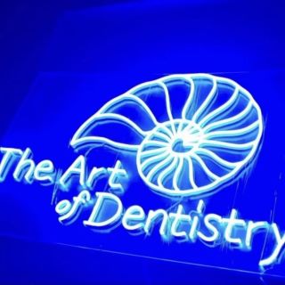 Custom Neon® dark blue logo @theartofdentistry