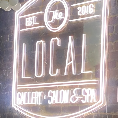White Custom Neon® beauty salon sign @thelocalsalonandspa