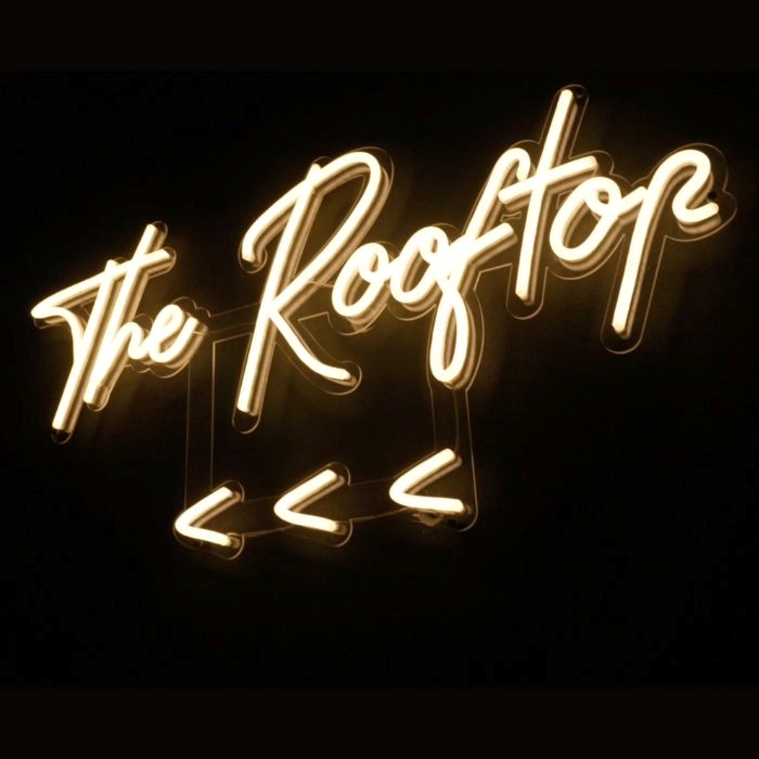 Warm white restaurant directional signage by Custom Neon® @thebeaufortperth