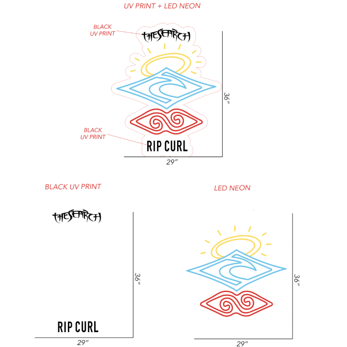 Custom Neon&reg design proof of The Search sign for Rip Curl