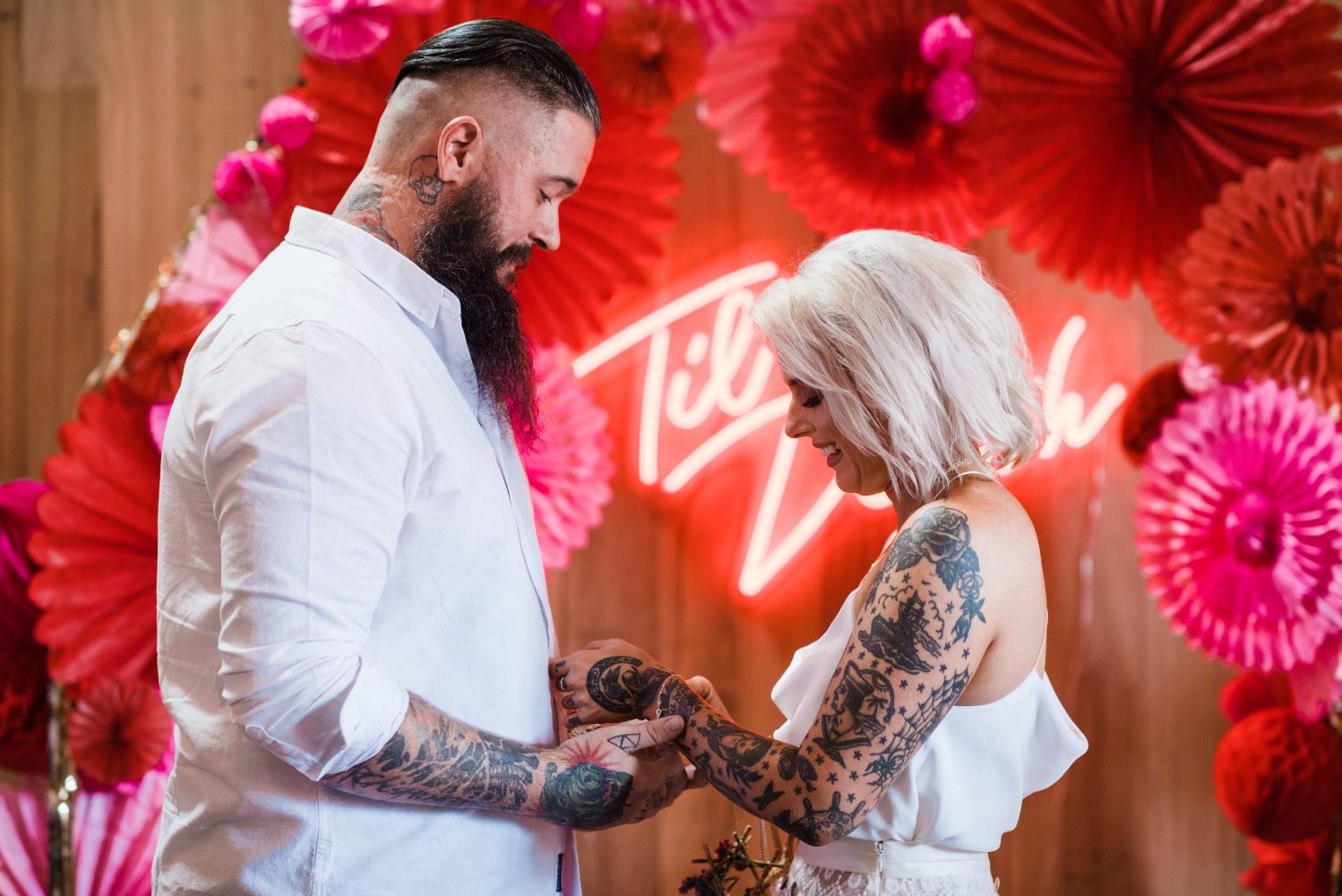 Til Death red Custom Neon® wedding sign @thewarehousegeelong