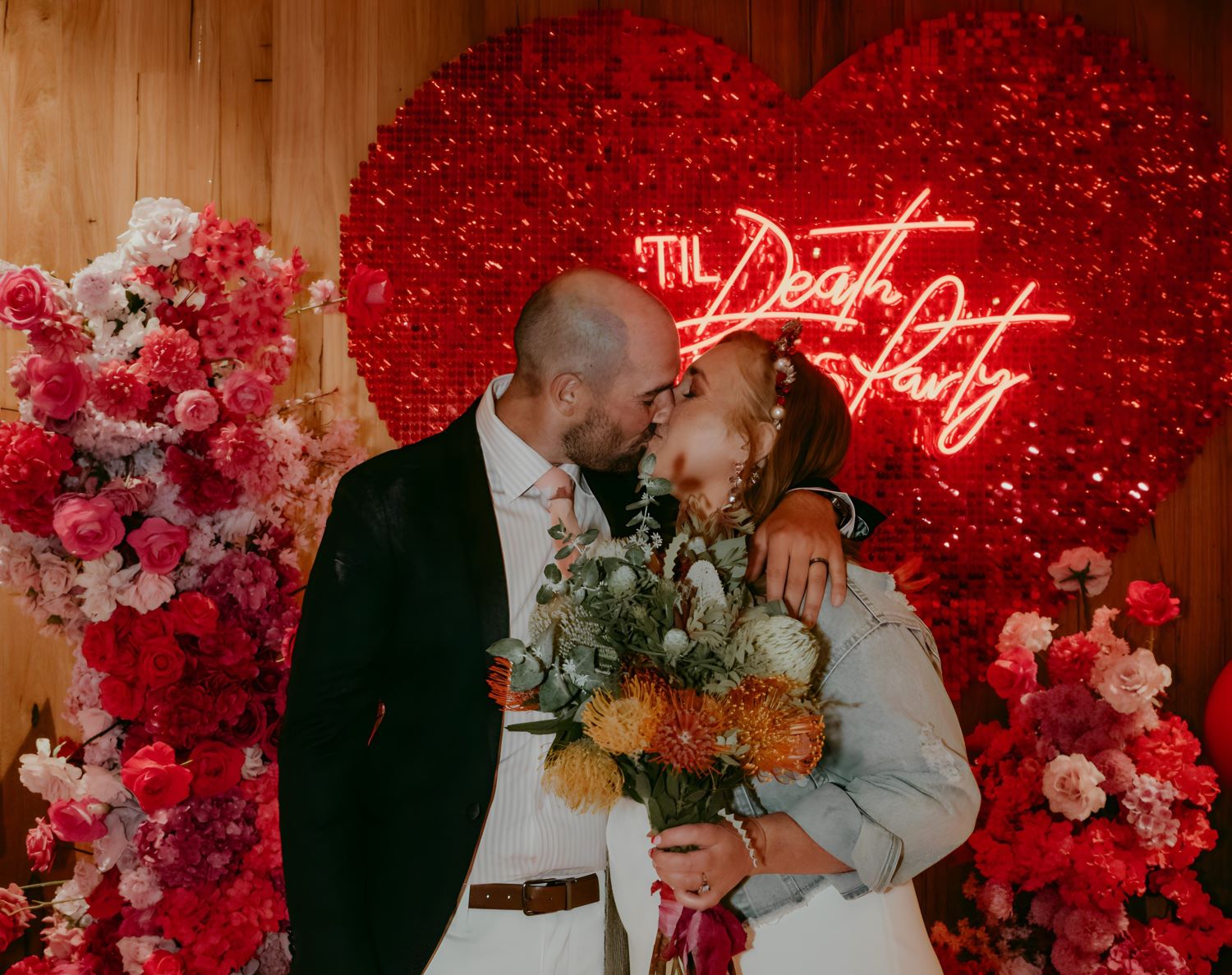 Til Death do us Party Custom Neon® red wedding sign @thewarehousegeelong @still.muse.photography