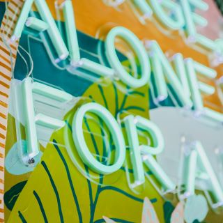 Custom Neon® mint green sign on clear acrylic cut to letter @toasty_geelong