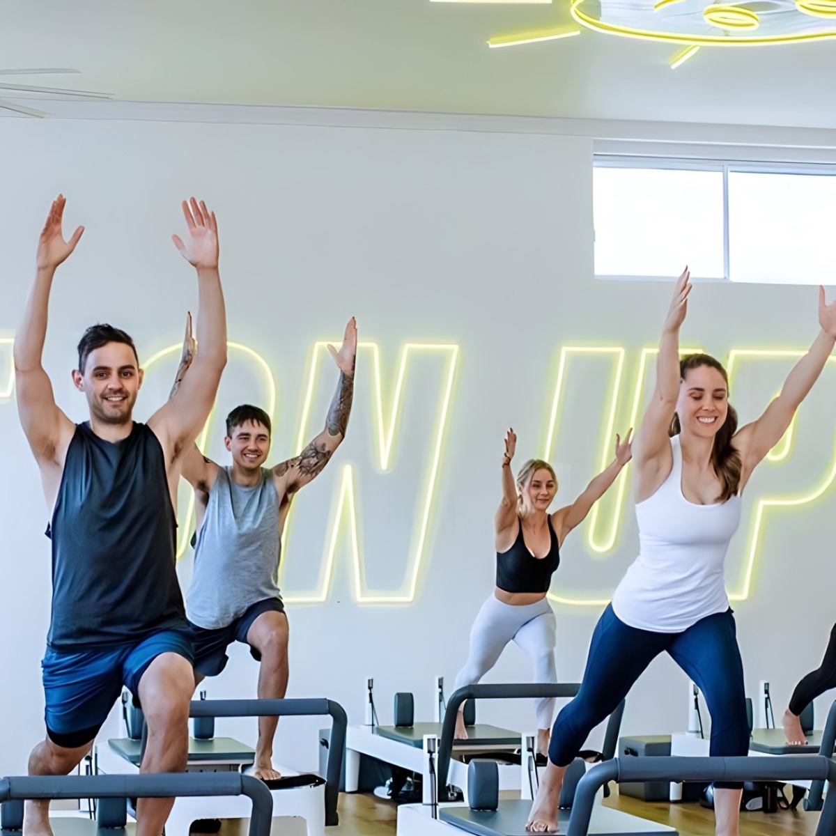 Custom Neon® signage on the walls and ceiling at Upstate Studios