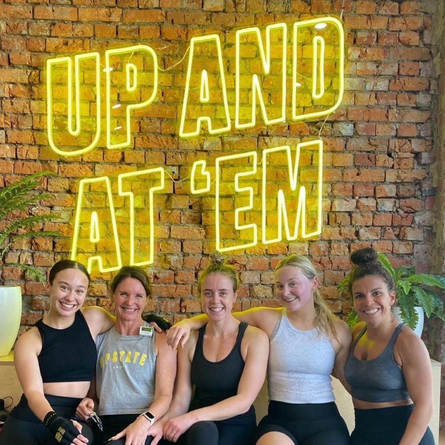 Yellow Custom Neon® tagline selife sign @upstate_studios