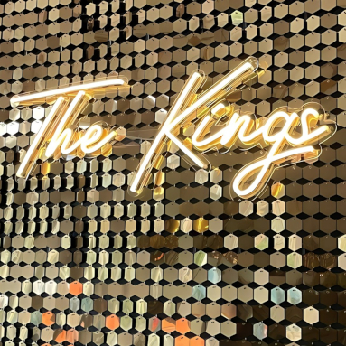 Warm white Custom Neon® family name sign @kings.at.home