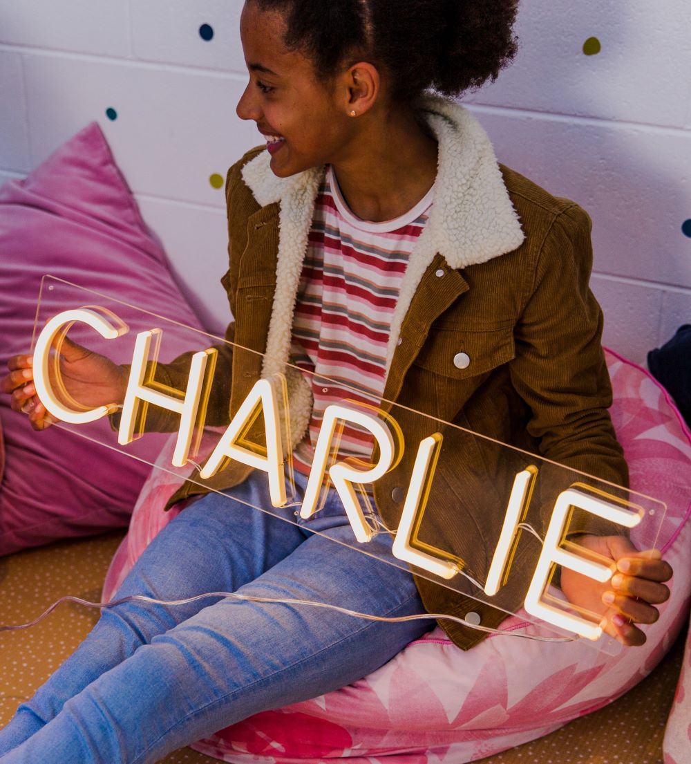 Custom Neon® warm white kids name sign
