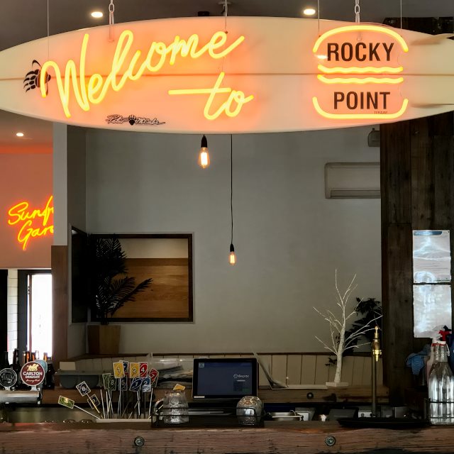Branded fast food outlet welcome sign made by Custom Neon® for @rockypointtorquay