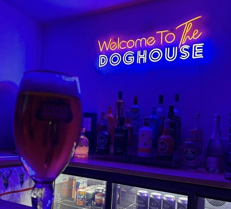 Welcome to the Doghouse red & blue Custom Neon® bar sign @darrenwatson_