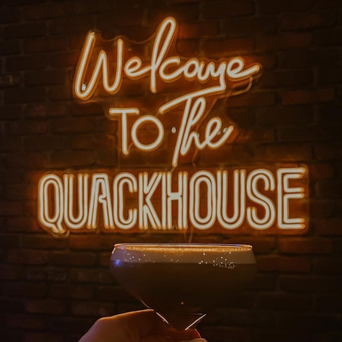 Orange Custom Neon® business welcome sign @theblueducknl