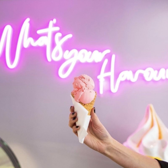 What's Your Flavour pink Custom Neon® wall sign for @48flavoursofficial